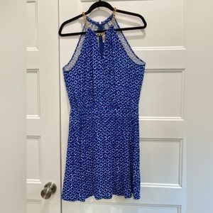Michael Kors Blue and white halter dress.